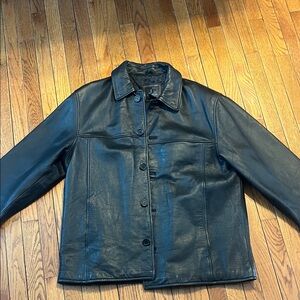 J. Ferrar Classic Black Genuine Leather Jacket